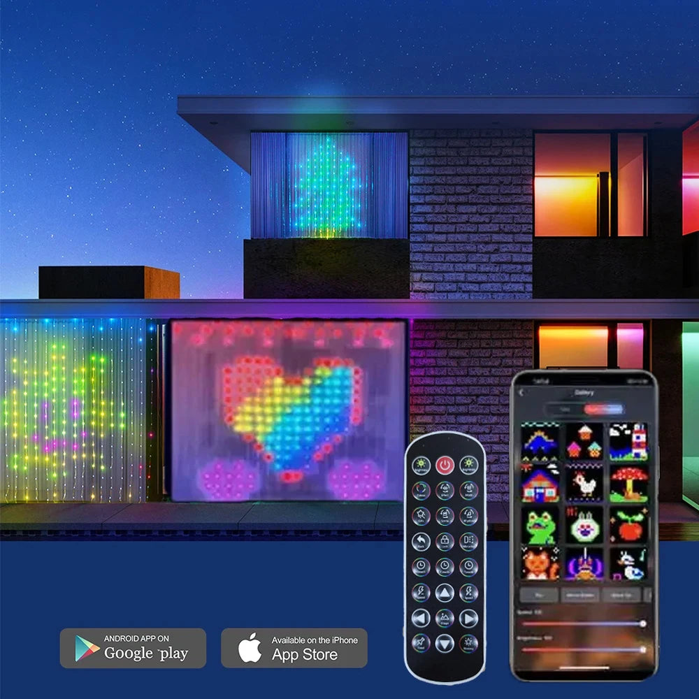 Lampki Świąteczne Kurtyna na Okno Albo do Pokoju, Sterowana Telefonem